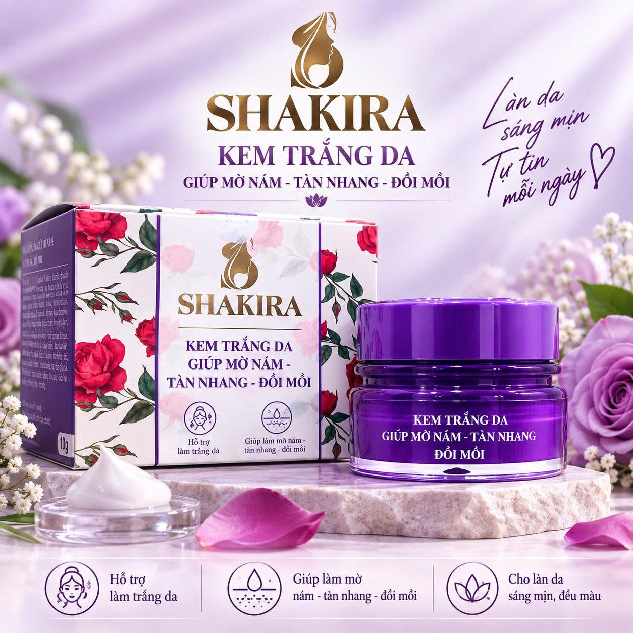 Kem Dưỡng Trắng Da, Giúp Mờ Nám, Tàn Nhang, Đồi Mồi Shakira Đăng Dương (10g)